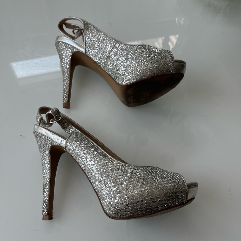 Aldo Silver Sparkle Slingback Heels